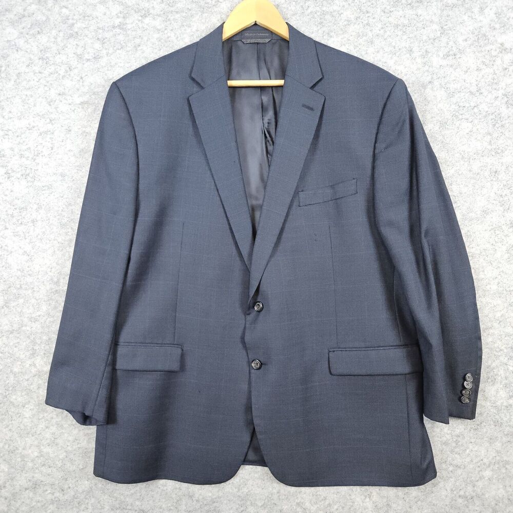 Lauren Ralph Lauren Green Label Size 46R Navy Windowpane Wool Blazer/Sport Coat‎